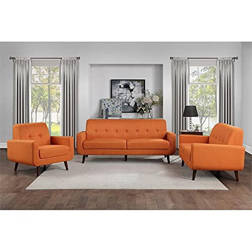 Lexicon Fitch 79" Mid-Century Polyester Fabric Sofa with Tufted Detail in Orange