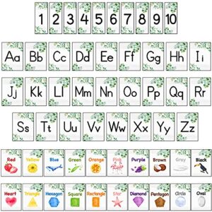 56 pieces alphabet and number bulletin board set manuscript bulletin board cards educational preschool cards eucalyptus colors shapes early childhood education posters for kids classroom decoration