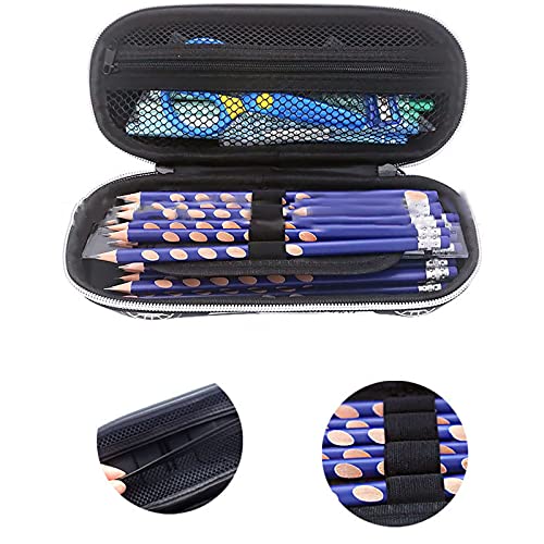 Police Car Shape Canvas Pencil Pen Case for Teen Boys Girls School Students - 8.7 x 2.6 x 3.6Inch Portable Durable Big Large Capacity Pencil Pouch Stationery Bag Cosmetic Storage Box (Black)