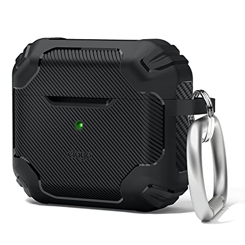 elago Solid Armor Case Compatible with AirPods 3rd Generation Case - Compatible with AirPods 3 Case Cover, Shock Absorbing Design, Durable TPU, Supports Wireless Charging, Full Body Protection (Black)