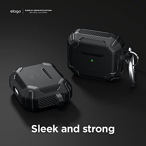 elago Solid Armor Case Compatible with AirPods 3rd Generation Case - Compatible with AirPods 3 Case Cover, Shock Absorbing Design, Durable TPU, Supports Wireless Charging, Full Body Protection (Black)