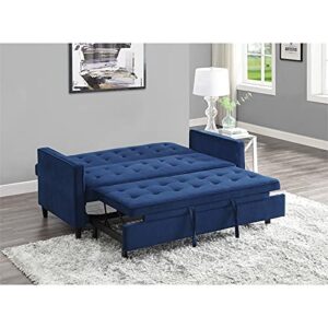 Lexicon Strader Microfiber Convertible Studio Sofa with Pull-Out Bed in Navy