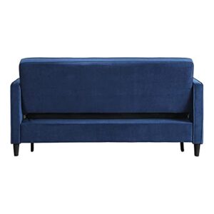 Lexicon Strader Microfiber Convertible Studio Sofa with Pull-Out Bed in Navy
