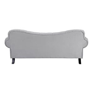 Lexicon Rosalie 83.5" Velvet Fabric Sofa with Nailhead in Light Gray