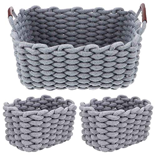 UXZDX Storage Basket 3pcs Soft Nesting Baskets Simple Gift Baskets Versatile Storage Boxes (Color : Gray)