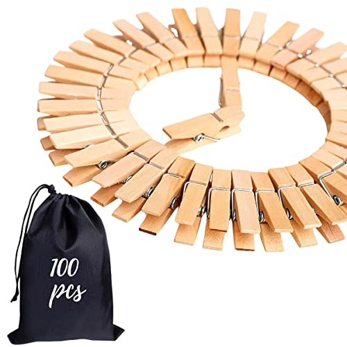 Small Clothes Pin, Mini Clothespins for Crafts,100 PCS Mini Clothes Pins Wooden with Storage Bag,Small Clothes Pins for Photos,Crafts,Hanging Clothes,Baby Shower,Display Artwork