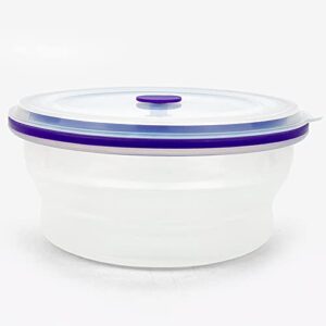 cartints microwave safe silicone bowls, collapsible food storage containers with lids, space saving reusable lunch container safe for oven/freezer/dishwasher(900ml,round,purple)