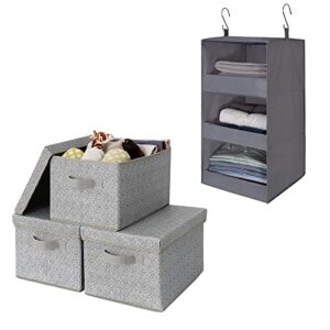 granny says bundle of 3-pack rectangle storage bins & 1-pack hanging closet organizer