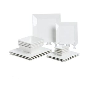 porlien classic white square dinnerware set for 4, off white