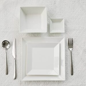 Porlien Classic White Square Dinnerware Set for 4, Off White