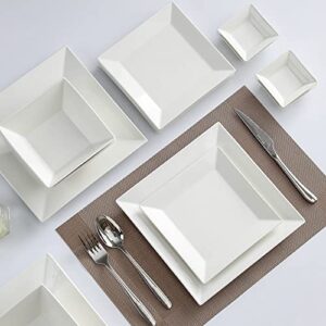 Porlien Classic White Square Dinnerware Set for 4, Off White