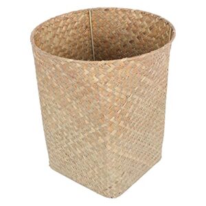 doitool wicker rattan waste basket woven seagrass trash can retro garbage rubbish bin woven flower pots sundries container basket for bedroom kitchen