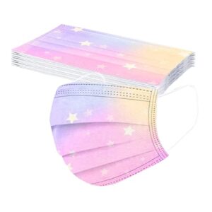 BALTERS Kids Face_Mask 50PCS Starry Sky Gradient Colorful Printed Design Back to School Supplies 3Ply Breathable & Comfortable for Children