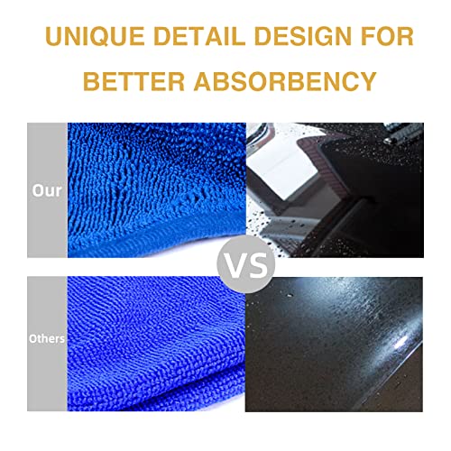 FIRELION Microfiber Cleaning Towel for Car, 5 Pack Large Drying Wash Detailing Cloth, 500 GSM, Ultra Absorbent, Lint-Free for Car, House, Kitchen, Window, 20" x 24"