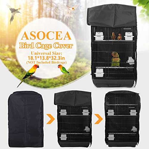 ASOCEA Extra Large Bird Parrot Cage Cover Good Night Birdcage Cover Universal Blackout for Parakeets Budgies Conure Macaw Square Cages - Black ( 18.1Lx13.8Wx32.3H)