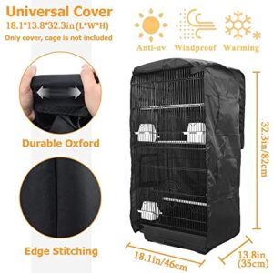 ASOCEA Extra Large Bird Parrot Cage Cover Good Night Birdcage Cover Universal Blackout for Parakeets Budgies Conure Macaw Square Cages - Black ( 18.1Lx13.8Wx32.3H)