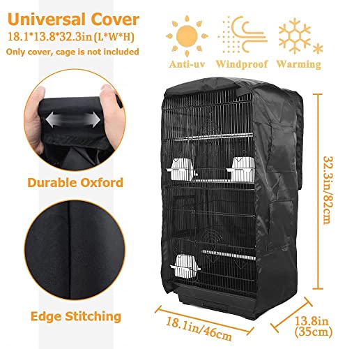 ASOCEA Extra Large Bird Parrot Cage Cover Good Night Birdcage Cover Universal Blackout for Parakeets Budgies Conure Macaw Square Cages - Black ( 18.1Lx13.8Wx32.3H)