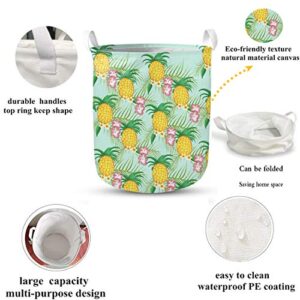Poceacles Cow Print Fashion Large Round Laundry Hamper Storage Basket, 16.1 Inches Collapsible Organizer Bin with Handles, Waterproof Durabe Organizer for Living Room,Bedroom,Bathroom