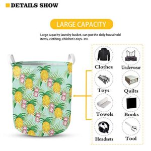 Poceacles Cow Print Fashion Large Round Laundry Hamper Storage Basket, 16.1 Inches Collapsible Organizer Bin with Handles, Waterproof Durabe Organizer for Living Room,Bedroom,Bathroom