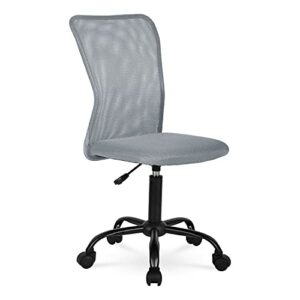 mesh breathable home office chair mid back mesh desk chair ergonomic adjustable chair with lumbar support armless modern rolling swivel chair for women&men adults（grey）