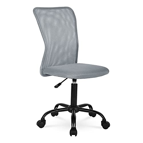 Mesh Breathable Home Office Chair Mid Back Mesh Desk Chair Ergonomic Adjustable Chair with Lumbar Support Armless Modern Rolling Swivel Chair for Women&Men Adults（Grey）