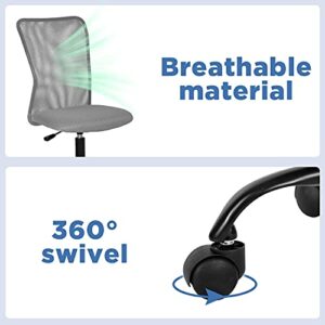 Mesh Breathable Home Office Chair Mid Back Mesh Desk Chair Ergonomic Adjustable Chair with Lumbar Support Armless Modern Rolling Swivel Chair for Women&Men Adults（Grey）