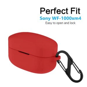 Haotop Case Compatible with Sony WF-1000XM4,Soft Silicone Anti-Lost & Shockproof Protective Case with Keychain (Red)