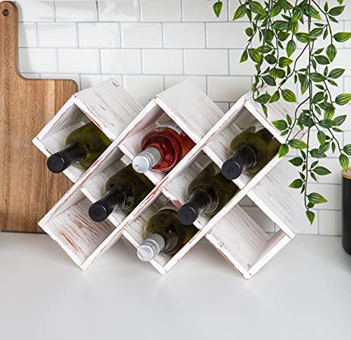 Mind Reader Freestanding Wine Rack, Rustic Countertop Storage Shelf, Farmhouse Decor, Bartop Accent Feature, Supports 33 Lbs, Holds 8 Bottles, Torched Wood, Brown