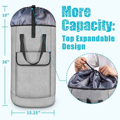 105L Large Laundry Backpack for College Students, College Laundry Bag Backpack with Adjustable Straps for Dorm Apartment and Laundromat, Sturdy Backpack Laundry Bag with Pocket for Travel and Camping