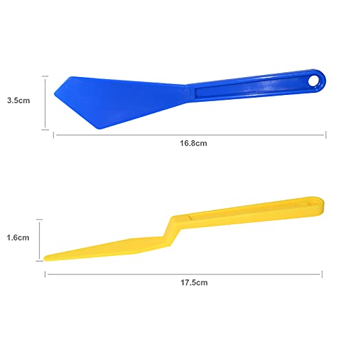 NEWISHTOOL Tint Tools Corner Gasket Squeegee for Hard to Reach Area, Yellow Long Handle Shank Squeegee + Blue Chisel Squeegee, Flexible Long Reach Scraper for Car Door Vinyl Wrap Tint Film Installing