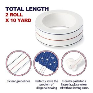 TSSART 1/4" Seam Diagonal Seam Tapes - 10Yard Each Roll Sewing Basting Tape for Stitching Straight Diagonal Seams Instruction Tool (2Pcak)