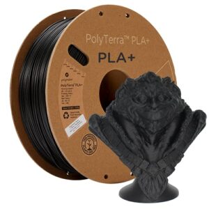 polymaker pla+ 3d printer filament 1.75mm, black pla plus filament 1.75 pla filament satin surface 1kg - polyterra tough pla + 3d printing filament black pla roll