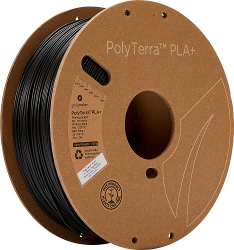 Polymaker PLA+ 3D Printer Filament 1.75mm, Black PLA Plus Filament 1.75 PLA Filament Satin Surface 1kg - PolyTerra Tough PLA + 3D Printing Filament Black PLA Roll