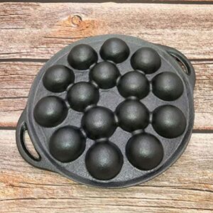 15 Compartment Tray Pastry Fork Cast Iron Escargot Dish with Forks And Brush Snail Escargot Plate Oyster Serving Platter Frying Pan for Home BBQ Restaurant Snail Plate Oyster Grill Pan