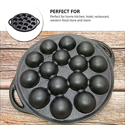 15 Compartment Tray Pastry Fork Cast Iron Escargot Dish with Forks And Brush Snail Escargot Plate Oyster Serving Platter Frying Pan for Home BBQ Restaurant Snail Plate Oyster Grill Pan