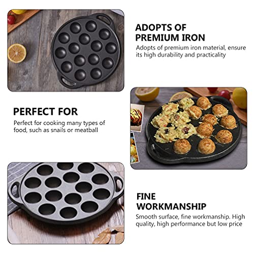 15 Compartment Tray Pastry Fork Cast Iron Escargot Dish with Forks And Brush Snail Escargot Plate Oyster Serving Platter Frying Pan for Home BBQ Restaurant Snail Plate Oyster Grill Pan