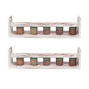 mind reader floating spice shelves, rustic farmhouse pantry organizer, easy install, storage display for condiments, snacks, appetizers, set of 2, torched wood, brown