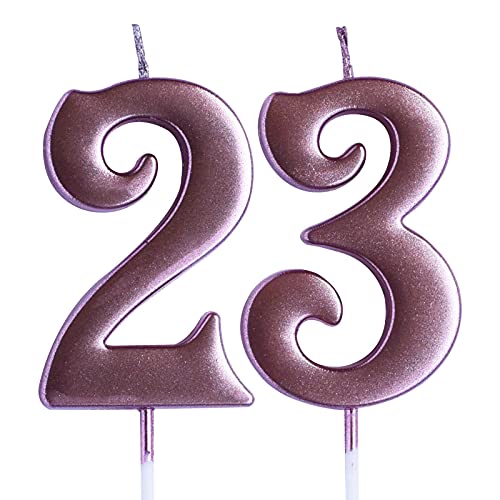 Rose 23rd Birthday Candle, Number 23 Years Old Candles Cake Topper, Boy Or Girl Party Decorations, Supplies
