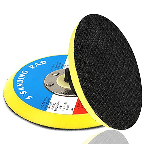 SI FANG 2Pcs 5 inch Hook and Loop Backing Plate 5/16"-24 Thread Polishing Pads for DA Air Sander Polisher Buffer, 12000RPM Pneumatic Dual Action Random Orbital Sanding Disc Backing Pads