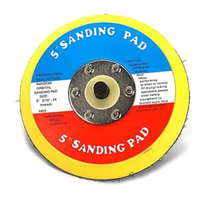 SI FANG 2Pcs 5 inch Hook and Loop Backing Plate 5/16"-24 Thread Polishing Pads for DA Air Sander Polisher Buffer, 12000RPM Pneumatic Dual Action Random Orbital Sanding Disc Backing Pads