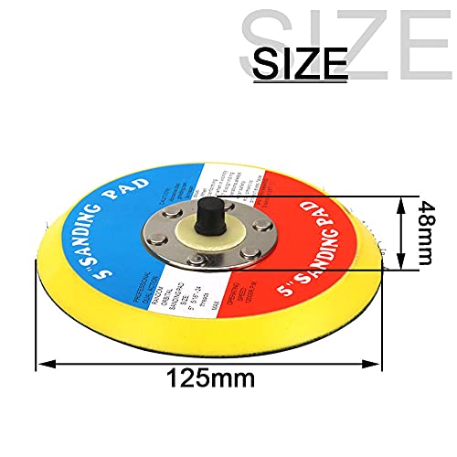 SI FANG 2Pcs 5 inch Hook and Loop Backing Plate 5/16"-24 Thread Polishing Pads for DA Air Sander Polisher Buffer, 12000RPM Pneumatic Dual Action Random Orbital Sanding Disc Backing Pads