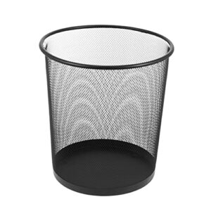 nuobesty black waste basket 1pc mesh wastebasket iron wire garbage trash canwaste paper trash can, waste basket, paper basket, for office home bedroom office toilet kitchen round mesh waste bin