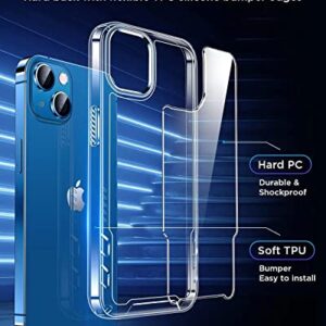 Humixx Designed for iPhone 13 Case, [Not Yellowing] [Military Grade Drop Tested] [Anti-Scratch & Anti-Fingerprint] Clear PC Back with Soft Black TPU Bumper, Slim Fit Protective Case for 13 Phone