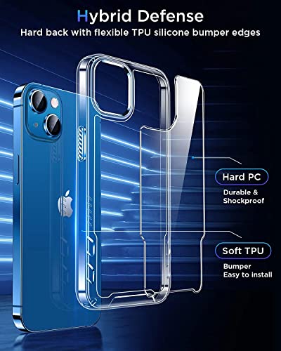 Humixx Designed for iPhone 13 Case, [Not Yellowing] [Military Grade Drop Tested] [Anti-Scratch & Anti-Fingerprint] Clear PC Back with Soft Black TPU Bumper, Slim Fit Protective Case for 13 Phone