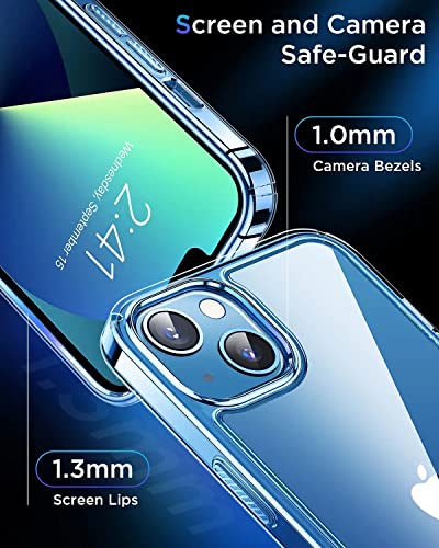 Humixx Designed for iPhone 13 Case, [Not Yellowing] [Military Grade Drop Tested] [Anti-Scratch & Anti-Fingerprint] Clear PC Back with Soft Black TPU Bumper, Slim Fit Protective Case for 13 Phone