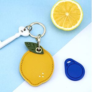 Tomcrazy 3in1 Protective Case for Airtag/Samsung Galaxy SmartTag/Huawei Tag/Access Card Keychain/Tile Sticker 2022 Mate 2020 Cover Pendant for Backpack Bag Satchel Suitcase(Lemon)