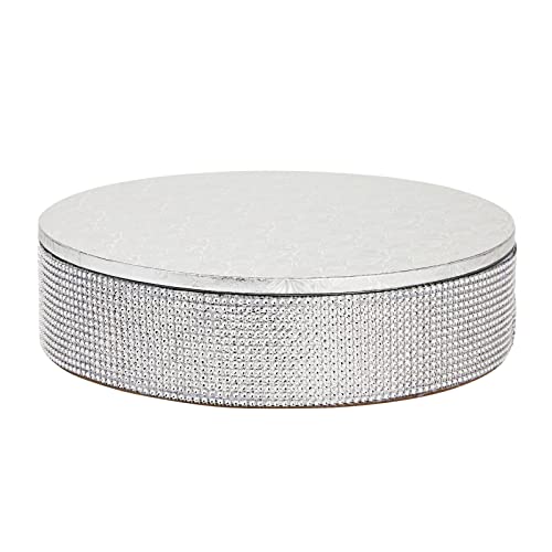 2-Piece Silver Foil Bedazzled Rhinestone Stand. Great Cake Stand, Cake Pop Stand, or Centerpiece Dessert Stand (16 Inches)