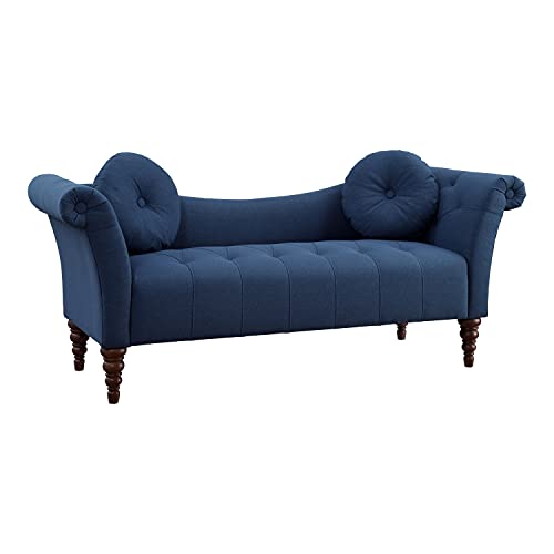 Lexicon Westridge Upholstered Settee with 2 Pillows, 75" W, Blue