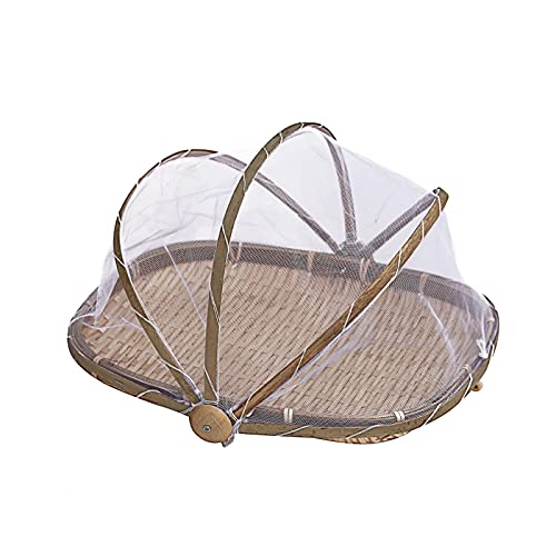 13" Rectangular Bamboo Serving Food Tent Basket Picnic Basket Fruit Basket with net Cover Insect Proof