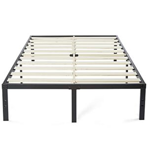 king bed frame 16 inch, noah megatron heavy duty bed frame with wooden slats, 16 inch mattress foundation/ no box spring needed (king)
